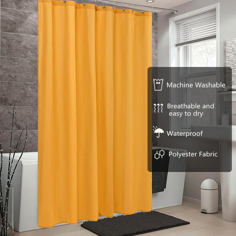 LLSCL Orange Yellow Fabric Shower Curtain Liner with Magnets, Waterproof Hotel Quality, 72 x 72 Machine Washable - Image 5